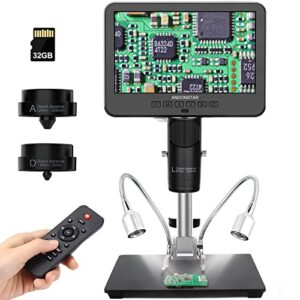 andonstar ad246s-m hdmi digital microscope 2000x for adults, 3 lens 2160p uhd video record, 7 inch lcd soldering microscope, coin microscope, biological microscope kit, windows compatible