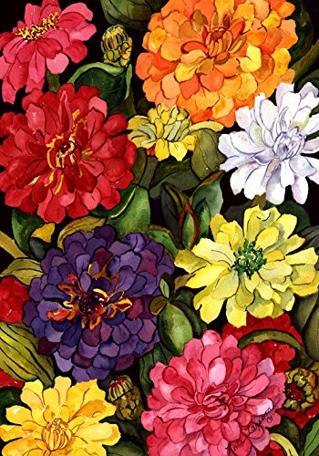 Toland Home Garden 112064 Zippy Zinnias Spring Flag 12x18 Inch Double Sided Spring Garden Flag for Outdoor House summer Flag Yard Decoration