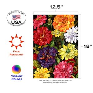 Toland Home Garden 112064 Zippy Zinnias Spring Flag 12x18 Inch Double Sided Spring Garden Flag for Outdoor House summer Flag Yard Decoration