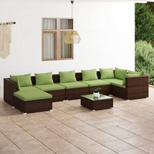kthlbrh 8 piece patio lounge set with cushions poly rattan brown,outdoor patio furnature,outdoor furniture,patio set,balcony furniture,for patio,garden,poolside,backyard