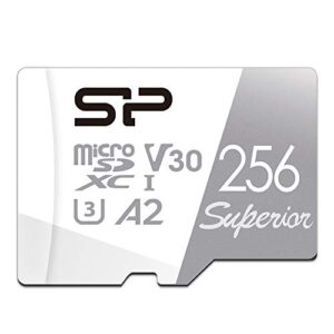 silicon power 256gb superior micro sdxc uhs-i (u3), v30 4k a2, compatible with gopro hero 9 high speed microsd card with adapter