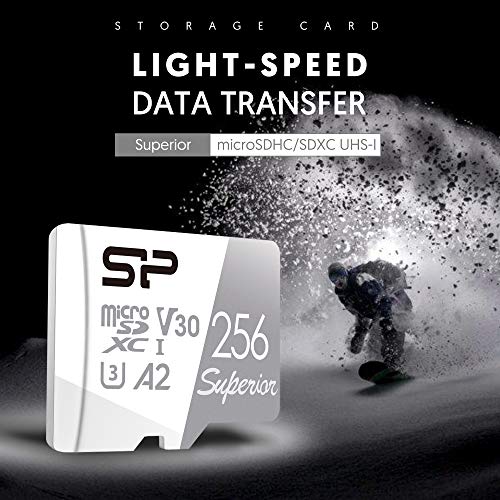 Silicon Power 256GB Superior Micro SDXC UHS-I (U3), V30 4K A2, Compatible with GoPro Hero 9 High Speed MicroSD Card with Adapter
