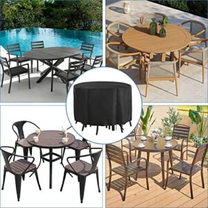 Rilime Outdoor Furniture Cover Waterproof,50" D X 27.5" H Heavy Duty Oxford Fabric Patio Furniture Covers for Outdoor Patio Table Chair Set Round Outdoor Table, Black