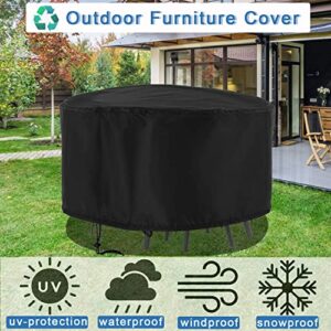 Rilime Outdoor Furniture Cover Waterproof,50" D X 27.5" H Heavy Duty Oxford Fabric Patio Furniture Covers for Outdoor Patio Table Chair Set Round Outdoor Table, Black