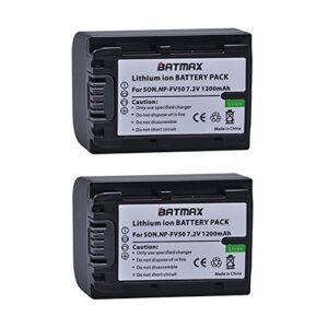 Batmax 2 Packs Battery + LCD Charger for Sony NP-FV30,NP-FV40,NP-FV50 Batteries;Sony FDR-AX53 HDR-CX230 HDR-CX220 CX330 CX380 CX455 CX900 CX430V TD30V FDR-AX100 Handycam Camcorder and More