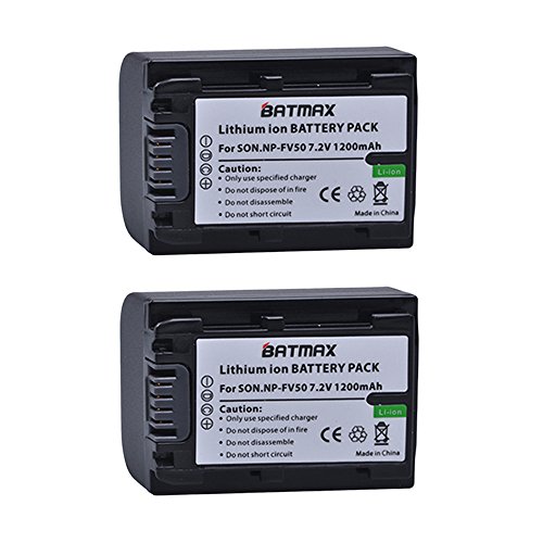 Batmax 2 Packs Battery + LCD Charger for Sony NP-FV30,NP-FV40,NP-FV50 Batteries;Sony FDR-AX53 HDR-CX230 HDR-CX220 CX330 CX380 CX455 CX900 CX430V TD30V FDR-AX100 Handycam Camcorder and More