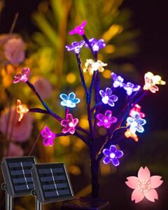 solar garden lights solar outdoor lights decorative flowers fairy garden stake waterproof outside for front yard landscape path pathway walkway backyard cemetery grave christmas decorations
