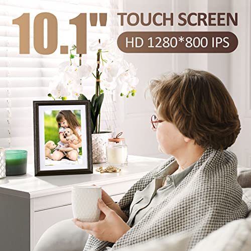 Digital Picture Frame - 10.1 Inch WiFi Digital Photo Frame IPS Touch Screen HD Display, Smart Cloud Photo Frame Share Videos and Photos Instantly by Email or App, 16GB Storage