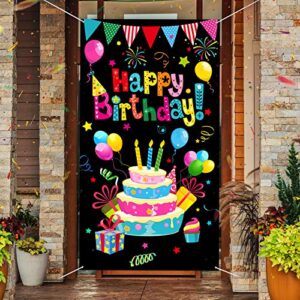 tatuo colorful happy birthday banner door cover birthday door porch sign happy birthday photography background birthday party supplies for home outdoor birthday decoration