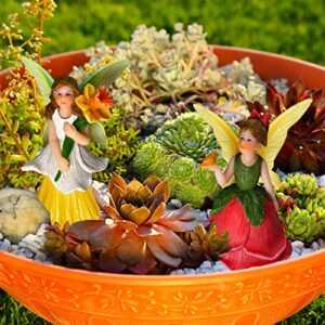 Mood Lab Fairy Garden - Miniature Fairy Figurines - Flower Girls Set of 2 pcs - Narcissus & Rose Fairies Accessories Statue Kit