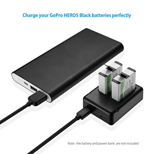 Powerextra Dual Battery Charger with Micro USB Cable for GoPro HERO8 Black GoPro HERO7 Black GoPro HERO6 Black GoPro HERO5, HERO5 Black GoPro Hero 2018