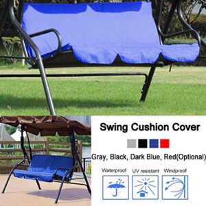 Outdoor Swing Cushion Cover 3 Seater Swing Chair Cushion Replacement Sleeve Swing Seat Pads Cushion Cover Replacement for Patio Garden Yard（Dark Blue