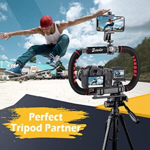 Zeadio Camera Smartphone Stabilizer, Foldable Handle Grip Handheld Video Rig with Carrying Case, Fits for All Camera, Camcorder, Action Camera, DSLR and All iPhone and Android Smartphones