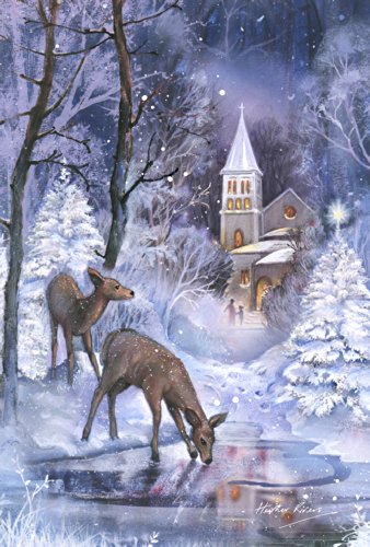 Toland Home Garden 119722 Frozen Fawns Winter Flag 12x18 Inch Double Sided Winter Garden Flag for Outdoor House Flag Yard Decoration