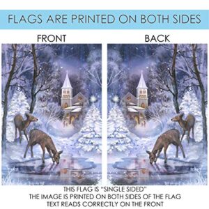 Toland Home Garden 119722 Frozen Fawns Winter Flag 12x18 Inch Double Sided Winter Garden Flag for Outdoor House Flag Yard Decoration