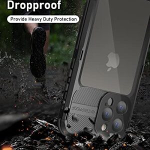 WIFORT iPhone 13 Pro Waterproof Metal Case - Built-in [Screen Protector][15FT Military Grade Shockproof][IP68 Water Proof], Full Body Aluminum Protective Dropproof Cover, 6.1" Black