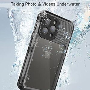 WIFORT iPhone 13 Pro Waterproof Metal Case - Built-in [Screen Protector][15FT Military Grade Shockproof][IP68 Water Proof], Full Body Aluminum Protective Dropproof Cover, 6.1" Black