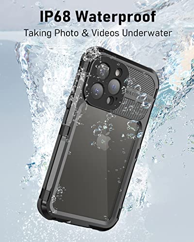 WIFORT iPhone 13 Pro Waterproof Metal Case - Built-in [Screen Protector][15FT Military Grade Shockproof][IP68 Water Proof], Full Body Aluminum Protective Dropproof Cover, 6.1" Black