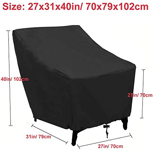 2PCS Patio Chair Covers Outdoor Lounge Chair Durable Cover Waterproof Furniture Single Chair Sofa Cover for Veranda Garden Patio