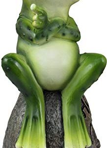 DWK - Froggie's Bad Day - Adorable Indoor Outdoor Flip Off Frog on Stone Rock with Hop Off Message Middle Finger Figurine Grumpy Toad Home Decor Accent Garden Patio Accessory, 7.75-inch…