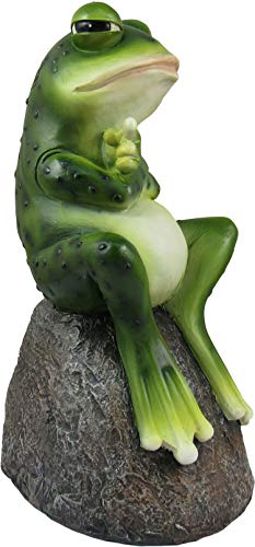 DWK - Froggie's Bad Day - Adorable Indoor Outdoor Flip Off Frog on Stone Rock with Hop Off Message Middle Finger Figurine Grumpy Toad Home Decor Accent Garden Patio Accessory, 7.75-inch…