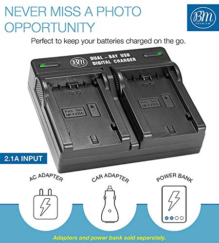 BM Premium 2 Pack of NP-FZ100 Batteries and Dual Bay Charger for Sony Alpha 1, FX3, a7C, a7S III, a6600, a7R IV, A7RIII, A7R3, a7 III, a7 IV, Sony Alpha A9, Alpha a9 II, Alpha 9R, A9R, Alpha 9S Camera