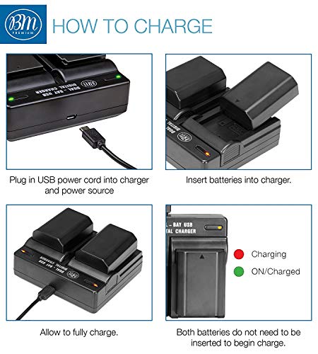 BM Premium 2 Pack of NP-FZ100 Batteries and Dual Bay Charger for Sony Alpha 1, FX3, a7C, a7S III, a6600, a7R IV, A7RIII, A7R3, a7 III, a7 IV, Sony Alpha A9, Alpha a9 II, Alpha 9R, A9R, Alpha 9S Camera