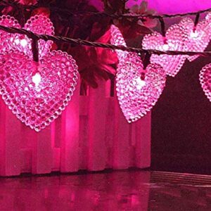 LAFEINA Solar Powered String Lights, 20ft 30 LED Solar Heart-Shaped String Lights Waterproof Ambiance Lighting for Outdoor Patio Garden Christmas Wedding Party Decoration (Pink)