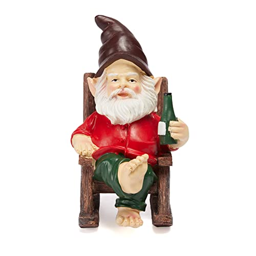 Large Garden Gnome Funny Figurine Statue, Adorable Figurine Lawn Ornament Dwarf Sculpture Patio Yard Landscape Porch Decoration Outside Gifts Decor 6.1” High 5.3” Wide - Unique Gifts