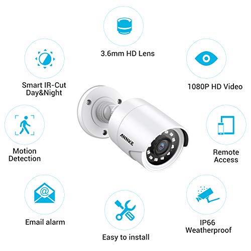 ANNKE 4 Packed 2.0MP 1080P 1920TVL Wired Security Camera Kits, HD TVI Add-on Outdoor CCTV Cameras, IR Night Vision, Weatherproof Housing, Home Surveillance Security Bullet Cam
