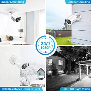 ANNKE 4 Packed 2.0MP 1080P 1920TVL Wired Security Camera Kits, HD TVI Add-on Outdoor CCTV Cameras, IR Night Vision, Weatherproof Housing, Home Surveillance Security Bullet Cam