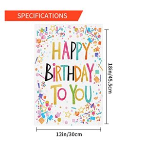 Moslion Happy Birthday to You Garden Flag Vertical Double Sided Celebration Party Colorful Ribbon Stars Ball House Flags Home Burlap Banners 12.5x18 Inch for Outdoor Decor Lawn