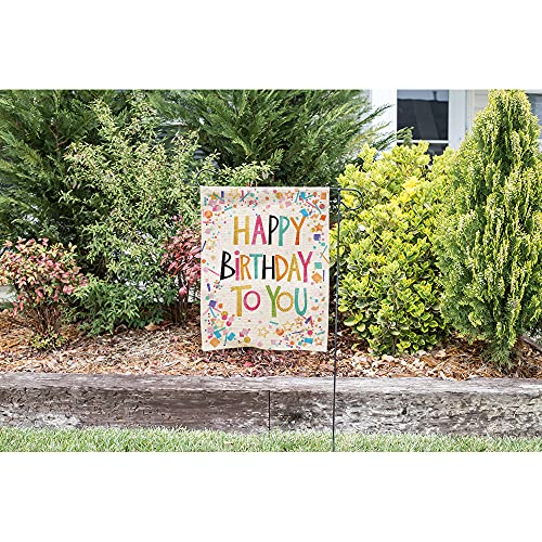 Moslion Happy Birthday to You Garden Flag Vertical Double Sided Celebration Party Colorful Ribbon Stars Ball House Flags Home Burlap Banners 12.5x18 Inch for Outdoor Decor Lawn