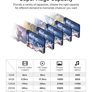 Netac 64GB Micro SD Card MicroSDXC UHS-I Flash Memory Card Up to 100MB/s - A1, U3, Class10, V30, 667X, FAT32 High-Speed TF Card