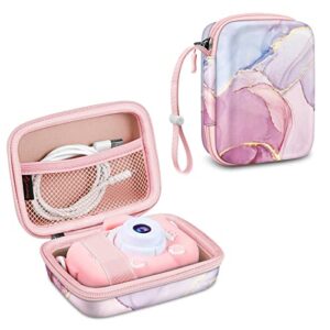 fintie kids camera case compatible with seckton/gktz/wowgo/omzer/suncity/agoigo/ourlife/rindol/unicorn toys digital camera & video camera, hard carrying bag with inner pocket, dreamy marble