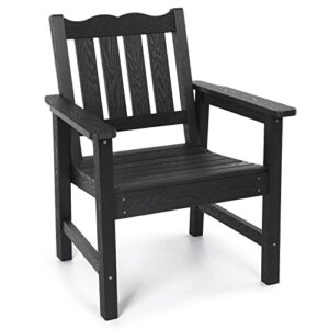 stoog all-weather patio & garden chair, outdoor dining chair with curved backrest, 400 lbs support porch chair, black