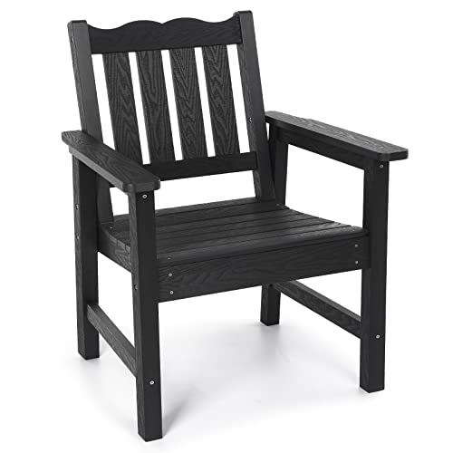 Stoog All-Weather Patio & Garden Chair, Outdoor Dining Chair with Curved Backrest, 400 lbs Support Porch Chair, Black