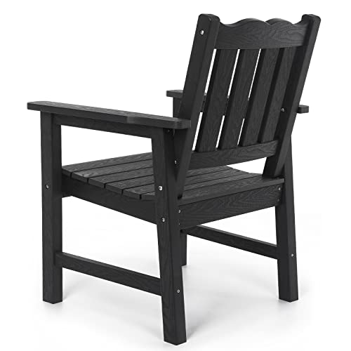 Stoog All-Weather Patio & Garden Chair, Outdoor Dining Chair with Curved Backrest, 400 lbs Support Porch Chair, Black