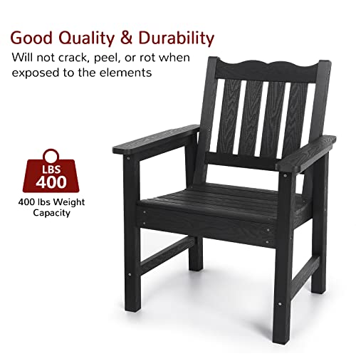 Stoog All-Weather Patio & Garden Chair, Outdoor Dining Chair with Curved Backrest, 400 lbs Support Porch Chair, Black