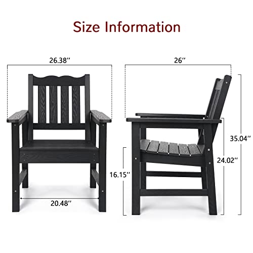 Stoog All-Weather Patio & Garden Chair, Outdoor Dining Chair with Curved Backrest, 400 lbs Support Porch Chair, Black