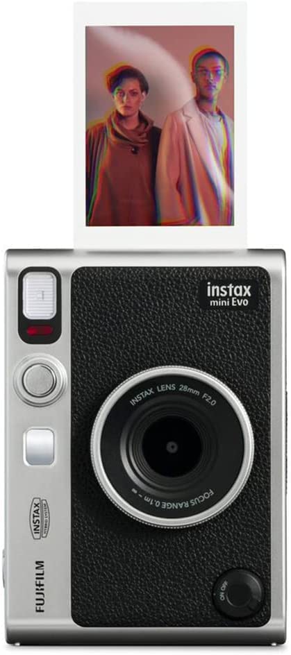 Fujifilm Instax Mini EVO Hybrid Instant Film Camera (16745183) Bundle with 60 Instant Film Sheets + 32GB microSD Memory Card + Small Padded Case + SD Card Reader + Microfiber Cleaning Cloth