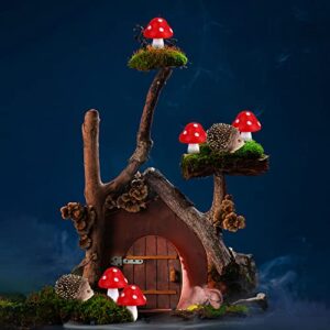 8 Pcs Fairy Wild Garden Accessories Mini Hedgehogs and Mushroom Statue Micro Landscape Plant Pots Bonsai Craft Decor Miniature Mushroom Figurines Hedgehogs Outdoor Mushroom Figurine for Garden