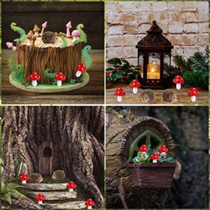 8 Pcs Fairy Wild Garden Accessories Mini Hedgehogs and Mushroom Statue Micro Landscape Plant Pots Bonsai Craft Decor Miniature Mushroom Figurines Hedgehogs Outdoor Mushroom Figurine for Garden