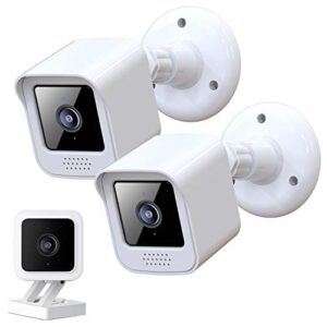 all-new wall mount for wyze cam v3 camera (2-pack),compatible wyze spotlight indoor/outdoor security accessories weatherproof protective cover and 360° adjustable mounting bracket housing, white