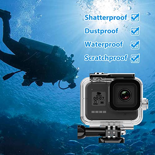 HONGDAK 60M/196FT Waterproof Housing Case for GoPro Hero 8 Black, Protective Underwater Dive Housing Case Shell with Bracket Accessories for Go Pro Hero8 Diving, Surfing, Bicycle, Climbing, Parachute