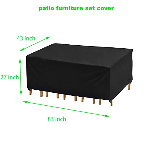 YWWQYBYQ Patio Furniture Covers,83"(L) x 43"(W) x 27"(H),Outdoor Furniture Set Cover Waterproof Heavy Duty,Garden Rectangle Table Cover,Large Loveseat Cover