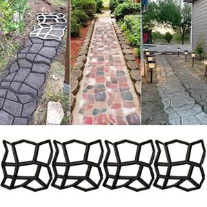 Concrete Molds and Forms, 4 Pack Reusable Pathmate Stone Moldings DIY Paving Pavement Walk Maker Irregular Stepping Stone Paver Walkways Cement Molds for Patio, Lawn & Garden, 13.8x13.8x1.4 inch