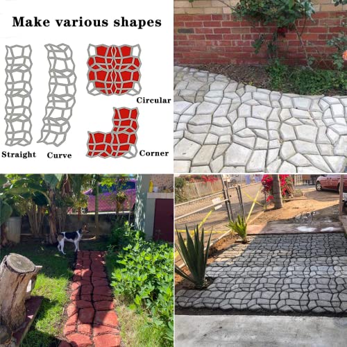 Concrete Molds and Forms, 4 Pack Reusable Pathmate Stone Moldings DIY Paving Pavement Walk Maker Irregular Stepping Stone Paver Walkways Cement Molds for Patio, Lawn & Garden, 13.8x13.8x1.4 inch