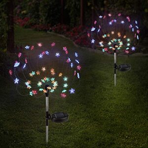 epicgadget [2 pack] solar star firework tree light, led outdoor star firework stakes solar garden decorative lights for walkway pathway backyard christmas decoration parties (multi – color)