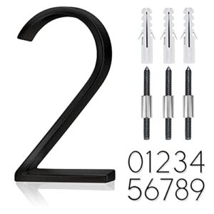 5″ stainless steel floating house number, metal modern house numbers, garden door mailbox decor number with nail kit, coated black, 911 visibility signage (2)